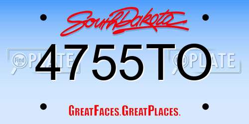 4755TO South Dakota License Plate