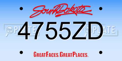 4755ZD South Dakota License Plate