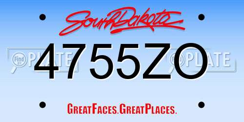 4755ZO South Dakota License Plate