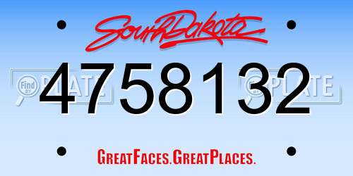 4758132 South Dakota License Plate