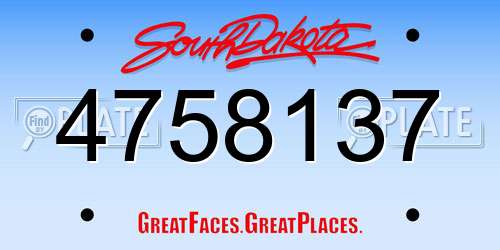 4758137 South Dakota License Plate