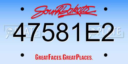 47581E2 South Dakota License Plate