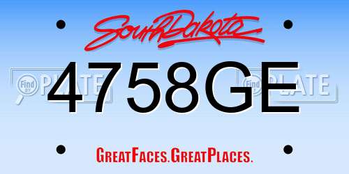 4758GE South Dakota License Plate