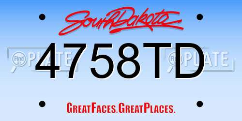 4758TD South Dakota License Plate