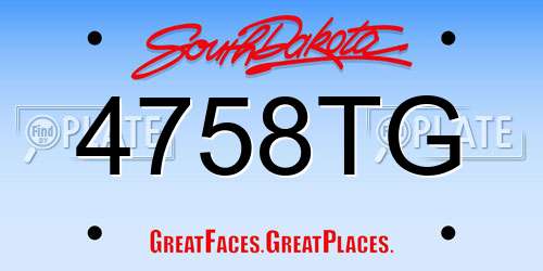 4758TG South Dakota License Plate