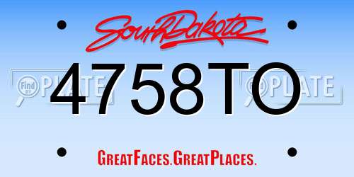 4758TO South Dakota License Plate