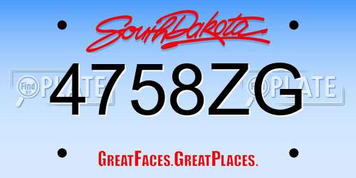 4758ZG South Dakota License Plate