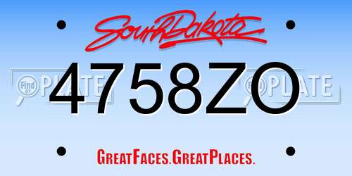4758ZO South Dakota License Plate