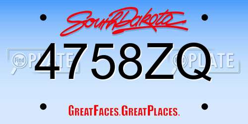 4758ZQ South Dakota License Plate