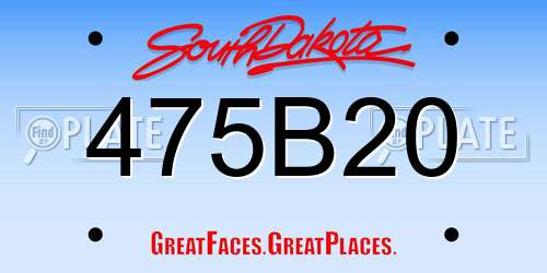 475B20 South Dakota License Plate