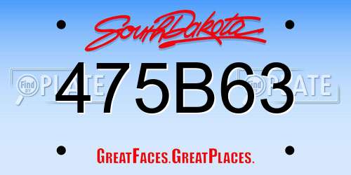 475B63 South Dakota License Plate