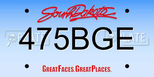 475BGE South Dakota License Plate