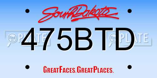 475BTD South Dakota License Plate