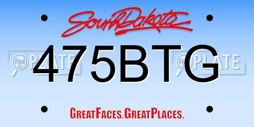 475BTG South Dakota License Plate
