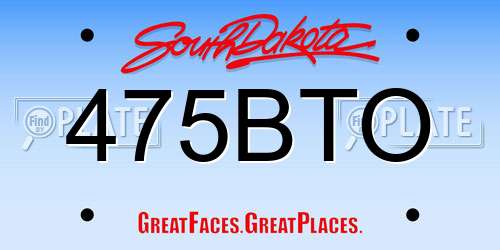 475BTO South Dakota License Plate