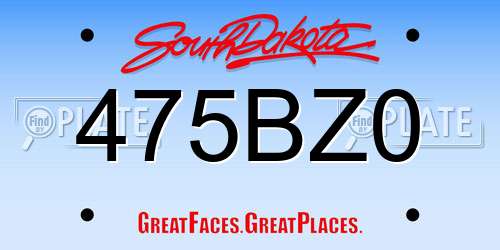 475BZ0 South Dakota License Plate