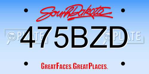 475BZD South Dakota License Plate