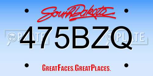 475BZQ South Dakota License Plate