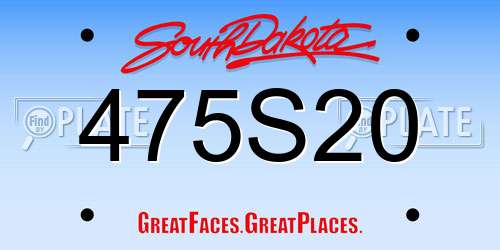 475S20 South Dakota License Plate