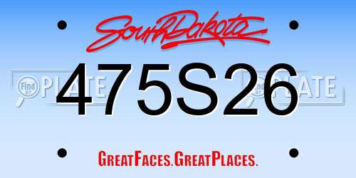 475S26 South Dakota License Plate