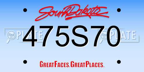 475S70 South Dakota License Plate