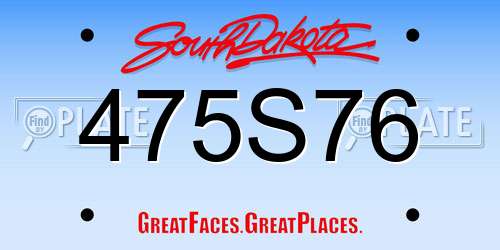 475S76 South Dakota License Plate