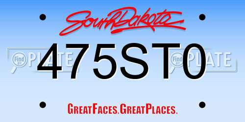 475ST0 South Dakota License Plate