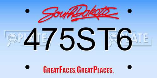 475ST6 South Dakota License Plate