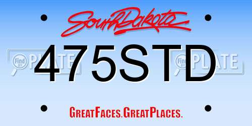 475STD South Dakota License Plate