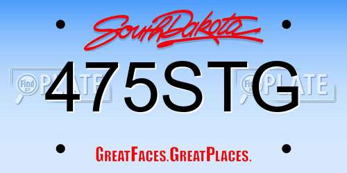 475STG South Dakota License Plate