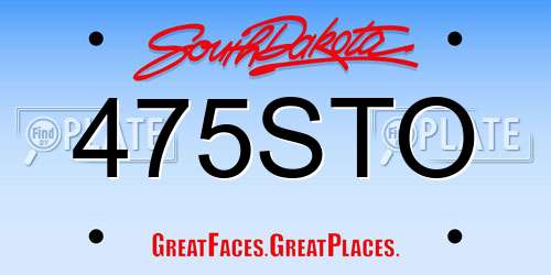 475STO South Dakota License Plate