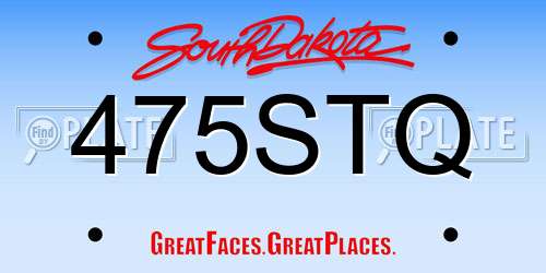 475STQ South Dakota License Plate