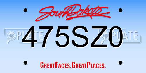 475SZ0 South Dakota License Plate
