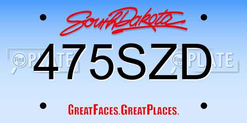 475SZD South Dakota License Plate