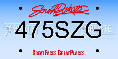 475SZG South Dakota License Plate