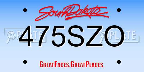 475SZO South Dakota License Plate