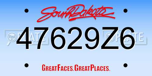 47629Z6 South Dakota License Plate