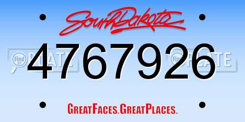 4767926 South Dakota License Plate