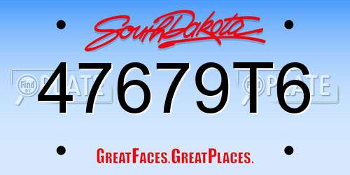 47679T6 South Dakota License Plate