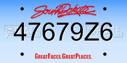 47679Z6 South Dakota License Plate