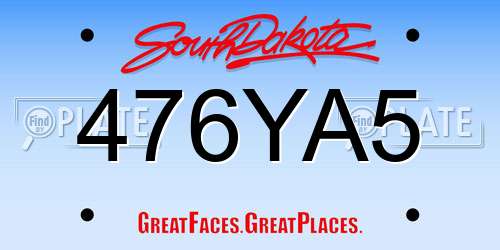 476YA5 South Dakota License Plate