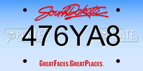 476YA8 South Dakota License Plate