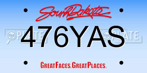 476YAS South Dakota License Plate