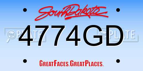4774GD South Dakota License Plate