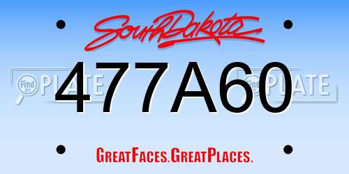 477A60 South Dakota License Plate