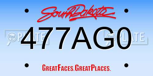 477AG0 South Dakota License Plate
