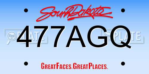 477AGQ South Dakota License Plate