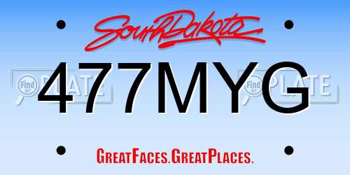477MYG South Dakota License Plate