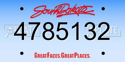 4785132 South Dakota License Plate