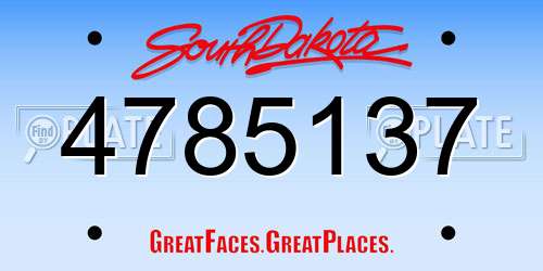 4785137 South Dakota License Plate